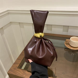 I-0581 Vintage plissé Design femmes sac à main mode en cuir Pu petit sac fourre-tout élégant sacs de soirée femme seau dîner sac à main - Product Image 3