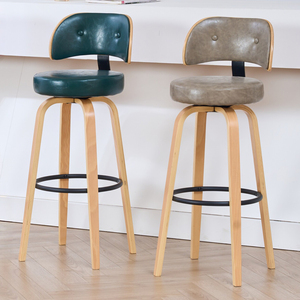 Taburete <span class=keywords><strong>de</strong></span> Bar Metálico Giratorio Nórdico Moderno para Cocina, Mueble Alto <span class=keywords><strong>de</strong></span> Lujo para el Hogar, Silla <span class=keywords><strong>de</strong></span> Bar <span class=keywords><strong>de</strong></span> Madera y Cuero Dorado - Product Image 2