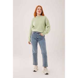 Pull en tricot vert basique pour femme, manches longues, décontracté, anti-boulochage, col côtelé - Product Image 4