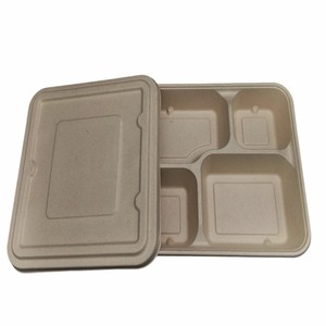 Bandeja de Alimentos con Compartimentos de Bagazo de Caña de Azúcar 100% Biodegradable, Tapa <span class=keywords><strong>BIOPACK</strong></span> Tray45, Tamaño y Logotipo Personalizables, Rectángulo Trasero - Product Image 5