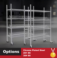 Chariot de stockage de bobines SMT ESD en fil chromé, chariot à étagères réglables en fil plat, étagère simple et double personnalisable