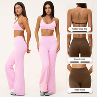 Ensemble de sport 2 pièces respirant et réversible pour femme, grande taille, avec haut de sport dos nu et leggings gainants en Nylon Spandex, anti-humidité