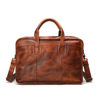 Maletín de Negocios Multifuncional Vintage Personalizado de Fábrica, Maletín de Cuero Genuino Impermeable, Bandolera, Bolsa para Portátil de Trabajo para Hombre, OEM