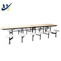 Tables de salle à manger scolaires modernes et ensemble de chaises pliantes avec plateau en bois, mobilier commercial durable pour cantine