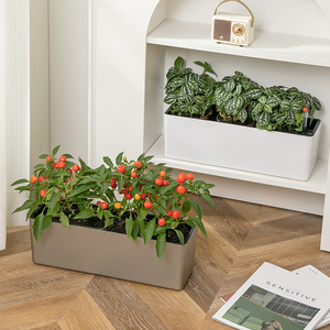 Jardinières et pots rectangulaires auto-arrosants en résine pour balcon, jardinière suspendue pour fenêtre, jardinière de balustrade - Product Image 3
