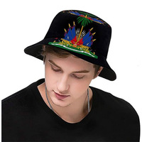 Chapeau Bob Fitspi Imprimé National Haïtien Teint à la Main Double Face pour Homme – Protection Solaire Estivale Extérieure Haïti