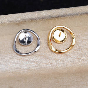 Pendentif en argent S925 avec placage or, base vide à faire soi-même, design simple et lisse 5819 pour surface plane de 8 à 10 mm - Product Image 3