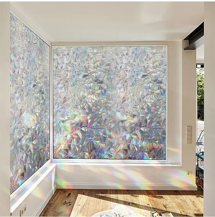 Window Privacy Film No Glue Static Cling Window Sticker 3D Stained Glass Window Self-Adhesive Vinyl for Home Decoration