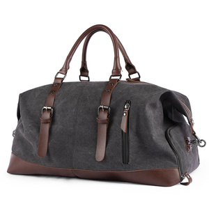 16oz Canvas 40L Duffel <strong>Bag</strong> for Men Carry-On <strong>Overnight</strong> Weekender Travel - Product Image 2