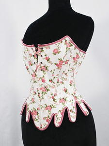 Corsé vintage con estampado floral para mujer, top sin tirantes con bajo de pétalos, corsé con cordones y varillas, entrenador de cintura, disfraz de escenario - Product Image 6