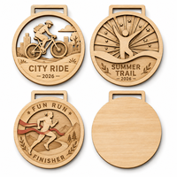 Médailles en bois personnalisées avec logo, en bois écologique, gravure pour la Journée de la Forêt, médailles sportives en bois