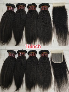 Letsfly Factory Livraison Gratuite Cheveux Humains Naturels Noirs 100% Kinky Straight 16 22 Pouces 220g/Lot Cheveux Brésiliens Remy Weft - Product Image 3