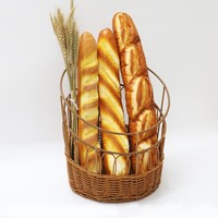 Panier à pain baguette en rotin PP, tressé à la main, pliable, étanche, pour présentation en boulangerie, service et décoration de table de cuisine rustique
