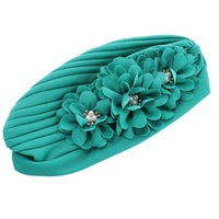 Gorro Turbante de Color Sólido, Pañuelo Musulmán, Gorro Interior para Hijab, Envoltura para la Cabeza Árabe, Sombrero para Mujer India, con Diamantes y Flores, de Poliéster a la Moda