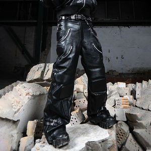 YSJY Produttore Streetwear Completo <span class=keywords><strong>Cargo</strong></span> in Pelle Goffrata da Uomo Modello Boyfriend 2 Pezzi - Product Image 4