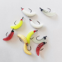 Leurre pour poissons d'eau douce avec hameçons - Appât souple artificiel pour carpes, poissons mandarins, vers et larves, appât pour vers de farine à tremper