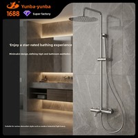 Ensemble de douche complet en acier inoxydable 304 chromé, moderne et minimaliste, à montage mural, avec robinet mélangeur chaud-froid et jet de pluie pressurisé