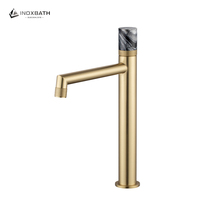 Robinet de lavabo en acier inoxydable 304 brossé or, à poignée unique ronde, qualité supérieure, directement du fabricant