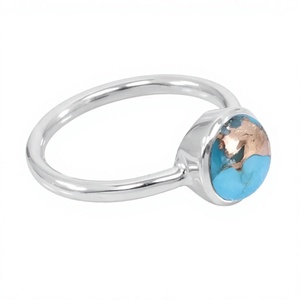 925 Sterling Silver Bezel Setting Blue Copper <b>Turquoise</b> <b>Ring</b> Trendy Christian Handmade Antique Fine Jewelry Certified - Product Image 1