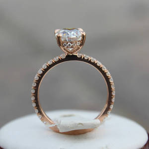 Bague de fiançailles ovales, pour femme, en or rose, en or 18 k, momanite, tendance en Europe et amérique, - Product Image 2