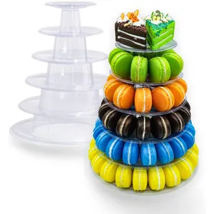 Plástico 6 niveles pastel comida Torre bandejas boda cumpleaños fiesta decoración alta calidad personalizado macaron soporte de exhibición