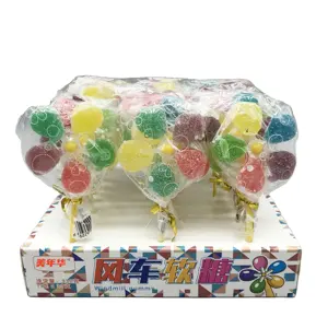 hot sale halal colorful tutti-frutti flavor windmill lollipop soft gummy candy sweets in box manufacturer