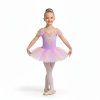 Tutu Balet Dongeng Anak-anak, Gaun Tutu Kuning Pelangi untuk Pentas Tari, Model Off-Shoulder untuk Nutcracker & Pertunjukan