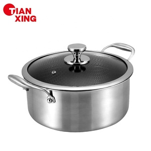 Olla Híbrida de Acero Inoxidable Triple, Moderna, para Salsas, Guisos, Sopas, Apta para Horno y Lavavajillas, con Tapa de Vidrio - Product Image 1
