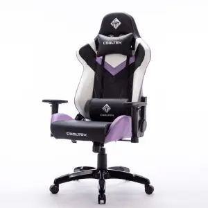 En iyi yarış koltuğu ergonomik bilgisayar uzanmış döner Rocker beyaz ve mor oyun sandalyesi