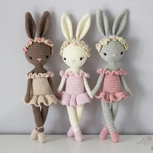 Custom Crochet กระต่ายของเล่นของขวัญเด็กน่ารักถักตุ๊กตากระต่าย