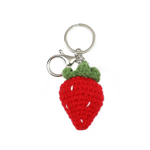 2025 Blnieece Creative Crochet Woven Stainless Steel Soft Plush 3D Shape Embossed Fruit Bag Pendant Handmade Knitted Carrot Key