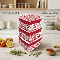 Caja de regalo de cartón con forma de corazón, caja de papel con estampado de mariposa roja, embalaje para regalo de dulces de San Valentín, 3 uds.