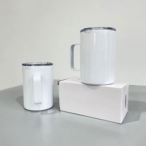 White Vacuum <b>Insulated</b> <b>Mug</b> Stainless Steel Sublimation Travel 12oz Coffee Camping Tumbler <b>Mugs</b> with Spill Proof Lid - Product Image 4