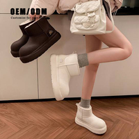 Bottes de neige personnalisées à semelle épaisse, nouvelle mode hiver, chaussures en peluche à semelle plate, confortables, mi-mollet, décontractées pour femmes