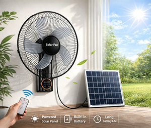 Ventilateur mural solaire de 16 pouces, 15W, haute vitesse, batterie au lithium rechargeable, télécommande, 3 vitesses réglables, ventilateur de refroidissement extérieur/intérieur - Product Image 5