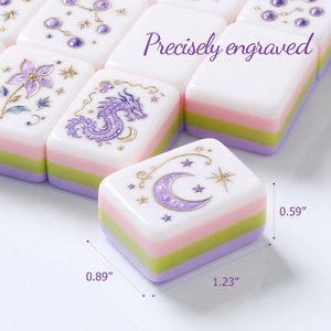Juego de Mahjong Americano Acrílico de 4 Capas en Morado Claro, Fichas Celestiales Pintadas a Mano con Grabados Personalizados - Product Image 2