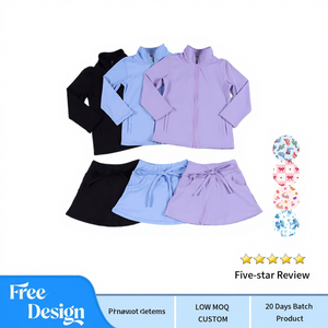 <span class=keywords><strong>Conjunto</strong></span> de Yoga para Niñas, <span class=keywords><strong>Chaqueta</strong></span> con <span class=keywords><strong>Falda</strong></span> de Mariposa, Pantalones Cortos Integrados, Impresión de Logotipo, Selección de Colores, Ropa Deportiva para Niñas - Product Image 1
