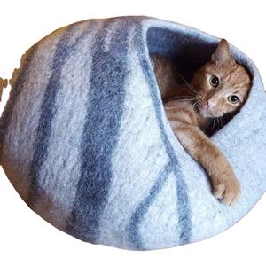 Premium Vilt <span class=keywords><strong>Cat</strong></span> Cave Grote Alle Natuurlijke 100% Merino Wol Handgemaakte Indoor Kat Huis Zachte Comfortabele Kat <span class=keywords><strong>Bed</strong></span> - Product Image 1
