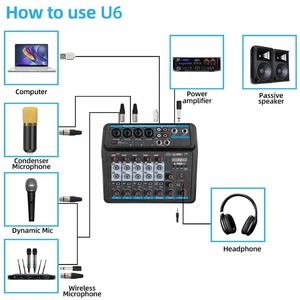 Depusheng U6 Tốt Nhất Bán Mini 6 Kênh USB Kỹ Thuật Số Âm Thanh Mixer Cho Phát Sóng Trực Tiếp Streaming Ghi Âm - Product Image 6