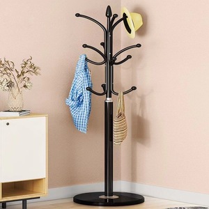 Porte-manteau sur pied rond en métal noir, organisateur de rangement pour chambre à coucher - Product Image 1