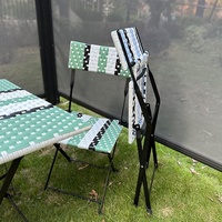 Mobilier de jardin Table pliante portable en rotin Ensemble table et chaise pliante patio plage café camping piscine salle à manger en métal