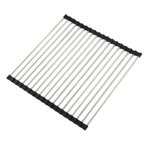 Kitchen Sink Drain <b>Rack</b> Foldable Stainless Steel <b>Dish</b> Drainer Square Shape For Kitchen Use - Product Image 2