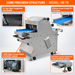 Machine à trancher le pain commerciale automatique haute vitesse, coupe lisse sans <span class=keywords><strong>miettes</strong></span>, 33 lames, 200 kg, 1200 W pour <span class=keywords><strong>boulangerie</strong></span> - Product Image 3