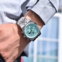 Montre de luxe pour homme BENYAR 5225, acier inoxydable, étanche, simple, quartz, montre-bracelet pour affaires, phase lunaire, montres cadeaux pour homme