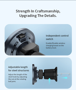 Sạc Nhanh Từ Xe Người Giữ Điện Thoại Sạc Không Dây 360 ° Xoay N52 Sạc Từ Tính Chống-Mùa Thu Móc Cho Iphone Samsung - Product Image 4