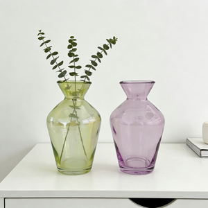 Vase en verre couleur macaron, conteneur floral conique pour bourgeons, pour ornement de bureau créatif et fourniture de verrerie haut de gamme durable - Product Image 1
