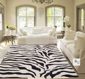 Tapis en laine touffeté à motif zèbre fait main par un designer, tapis marocain moderne pour chambre à coucher, salon, accent, décoration de sol de haute qualité - Product Image 6