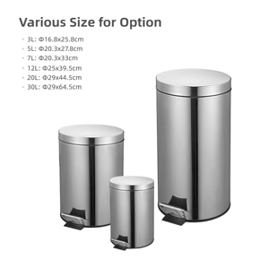 Customize Stainless Steel Dustbin Foot Pedal Household Waste Bin Bathroom Round <strong>Trash</strong> <strong>Can</strong> with Lid - Product Image 4