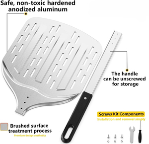 Spatule à pizza en aluminium perforé de qualité supérieure, 12 pouces, écologique, pelle à pizza, pelle à four, pour four, grill et barbecue - Product Image 3