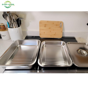 Plateau de préparation alimentaire en bambou pour barbecue, en acier inoxydable, grande capacité, plateau de préparation pour grillades, plateau de service - Product Image 2